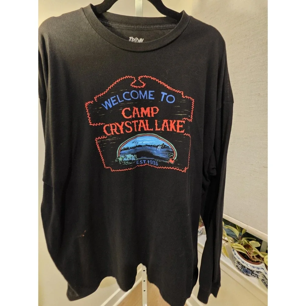 Friday The 13th Graphic T-shirt Camp Crystal Lake Men's Size XXL Long Sleeve Tee